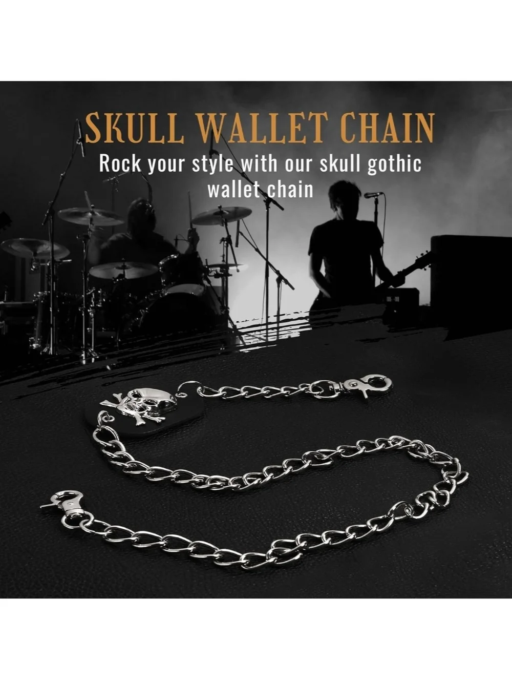 Black Skull & Roses Chain Wallet